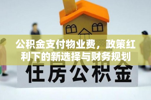 江东公积金支付物业费，政策红利下的新选择与财务规划